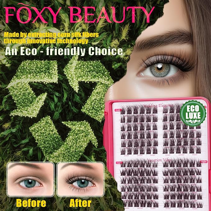 Lash Clusters Kit - 0.05mm Lash Clusters Natural & Fluffy Lash Extension Kit 432Pcs Biodegradable Eyelash Clusters with Bond Seal Starter Kit, Cruelty Free Eyelashes Lightweight Reusable-Velvo Beauty