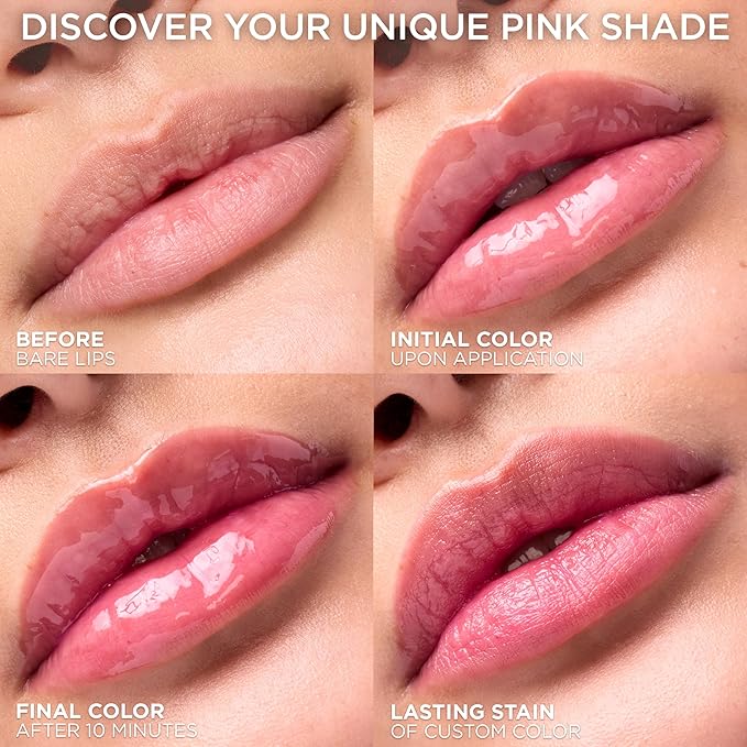 L'Oreal Paris Plump Ambition pH Hyaluron Lip Oil, Color Shifting Lip Tint with 24HR Hydration, Volumizing Shine and Lasting Color, 010 pH Cristal Ice-Velvo Beauty