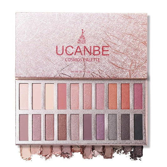 UCANBE 20 Colors Nude Eyeshadow Palette, High Pigmented Shimmer Matte Metallic Eye Shadow Pallets, Long Lasting Blendable Neutral Smokey Warm Bronze Eye Makeup-Velvo Beauty
