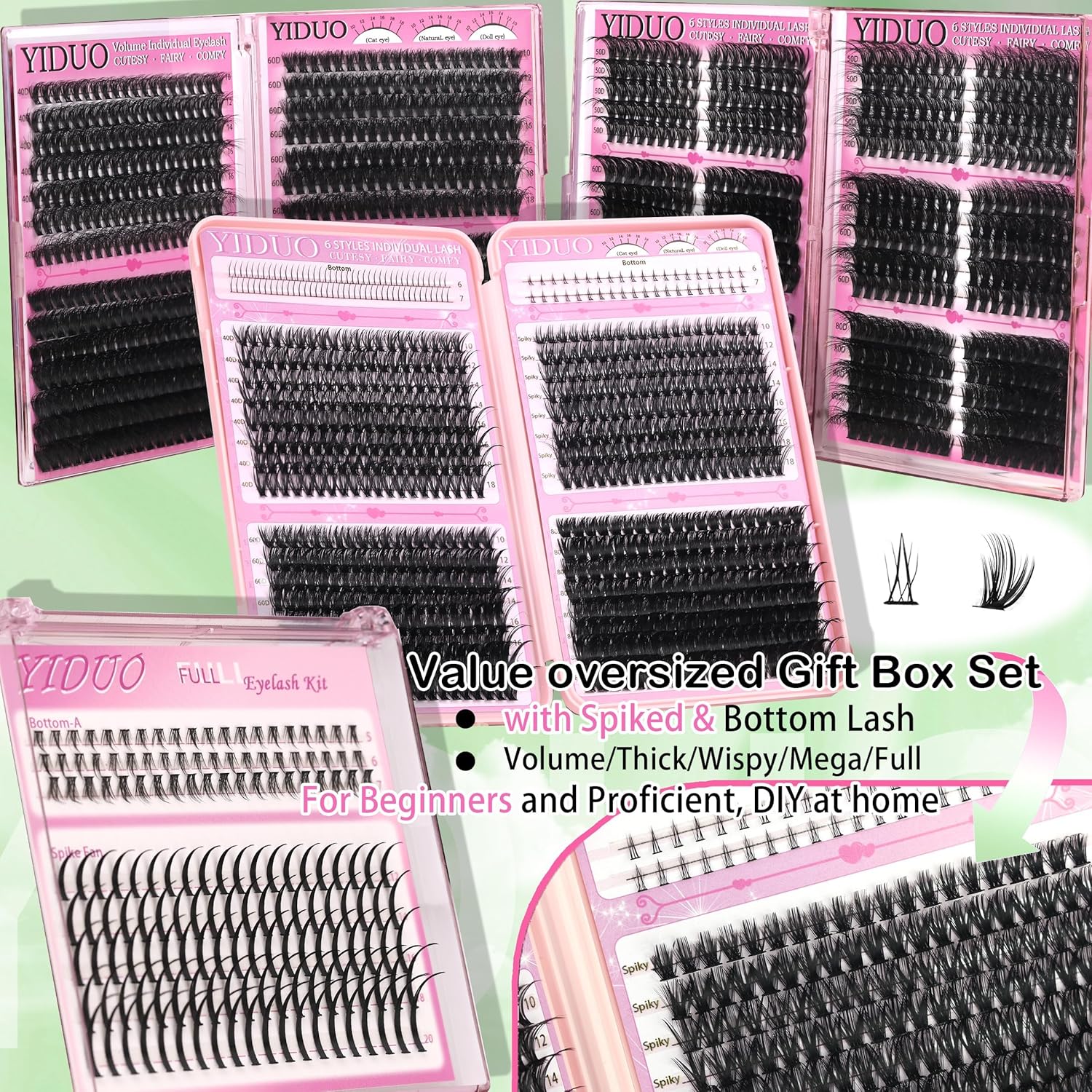 Lashes Clusters Kit 1846Pcs Bulk Packs Volume False Eyelash Extensions D Curl Wispy Individual Eyelashes, Volume Studio Effect, Wholesale Large Pack with Glue&Seal|Tweezers|Removers|Cleanser-Velvo Beauty