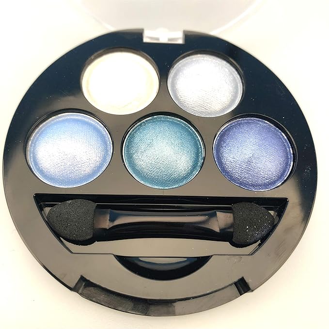 Mallofusa Portable 5 Colors Eye Shadow Palette Trendy Eyeshadow Powder Glitter Makeup Metallic Shimmer Charming Highlight Look (Ice Age) 4.7oz-Velvo Beauty