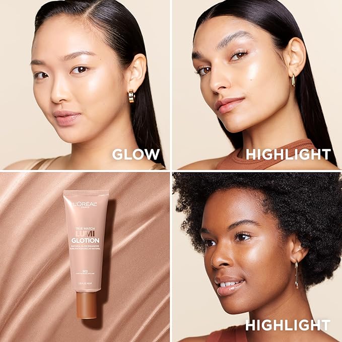 L'Oreal Paris Makeup True Match Lumi Glotion, Natural Glow Enhancer, Illuminator Highlighter, Bronzing Drops For a Sun-Kissed Glow, 902 Light-Velvo Beauty