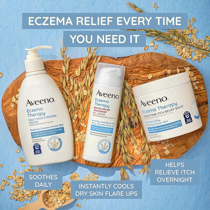 Aveeno Eczema Therapy Daily Moisturizing Body Cream for Sensitive Skin, Soothing Eczema Relief Cream, Colloidal Oatmeal & Ceramide for Dry & Itchy Skin, Steroid- & Fragrance-Free, 7.3 oz-Velvo Beauty
