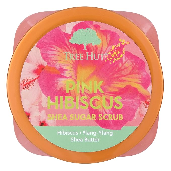 Tree Hut Shea Sugar Scrub - Pink Hibiscus - 18 oz - Exfoliating Body Scrub for Smooth, Glowing Skin - Made with Real Sugar and Shea Butter-Velvo Beauty