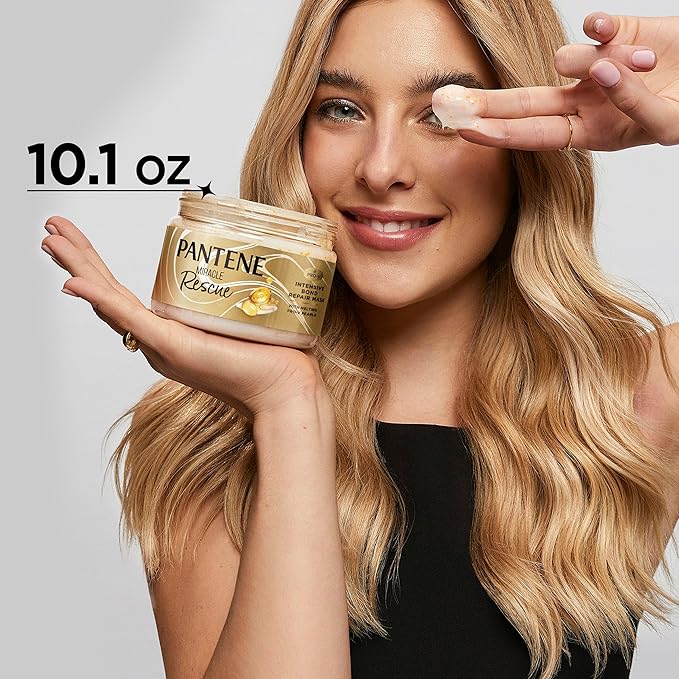 Pantene Miracle Rescue Hair Mask, Intensive Bond Repair with Melting Pro-V Pearls, Melts Away Damage, Builds Bonds, Strengthens Against Damage, Deep Conditioning for Dry Damaged Hair, 10.1 fl oz-Velvo Beauty