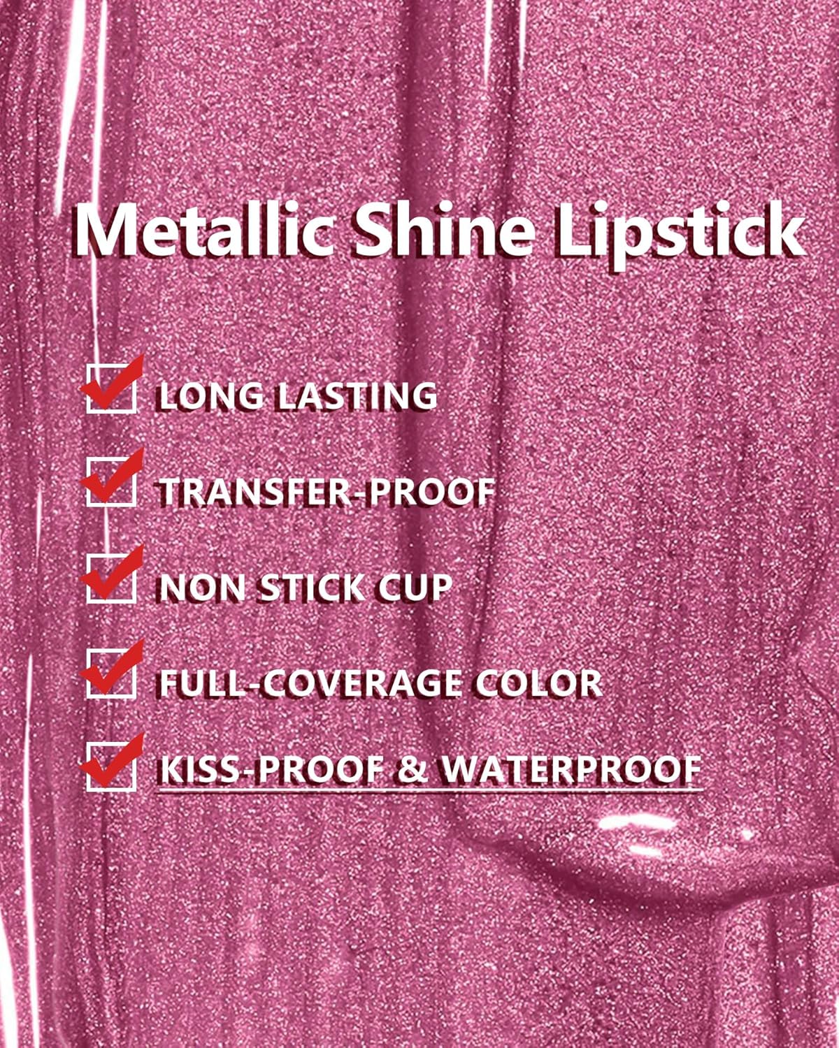 MAKI YIKA Red Lipstick for Women Metallic Lipsticks Glitter Long Lasting Lipstick No Smudge No Transfer Liquid Lip Gloss (BR08 Bad Romantic)