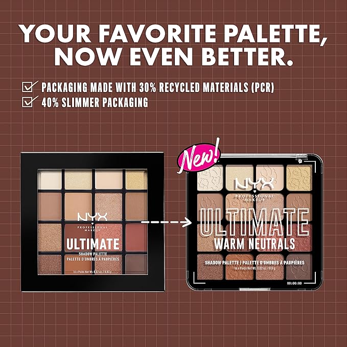NYX PROFESSIONAL MAKEUP, Ultimate Shadow Palette, Eyeshadow Palette - Warm Neutrals-Velvo Beauty