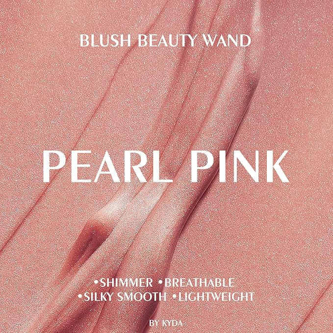 KYDA Blush Beauty Wand, Shimmer Face Blush with Cushion Applicator, Natural Pearl Finish, Silky Smooth Creamy Formula, Lightweight Blendable Blush Rouge Stick-Pearl Pink-Velvo Beauty