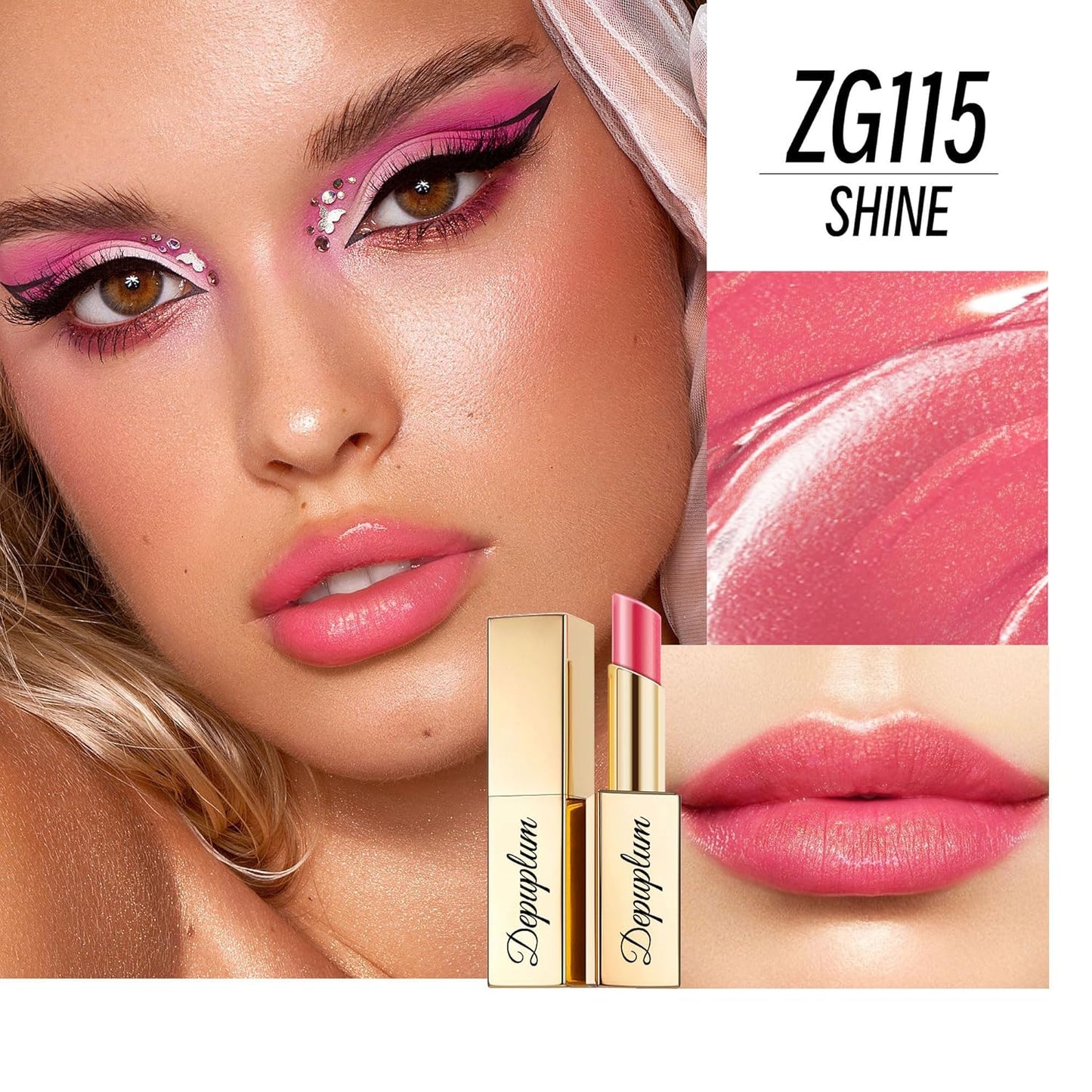 Red Pink Lipstick Moisturizing for Women Shimmer Tinted Lip Balm Hydrating Nourishing Lip Gloss Vegan& Cruelty Free Lip Makeup, ZG115 Shine-Velvo Beauty