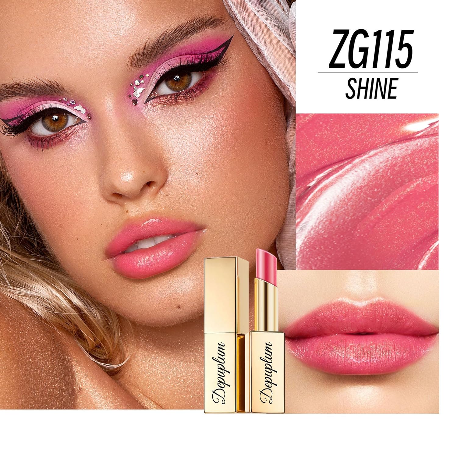 Red Pink Lipstick Moisturizing for Women Shimmer Tinted Lip Balm Hydrating Nourishing Lip Gloss Vegan& Cruelty Free Lip Makeup, ZG115 Shine-Velvo Beauty