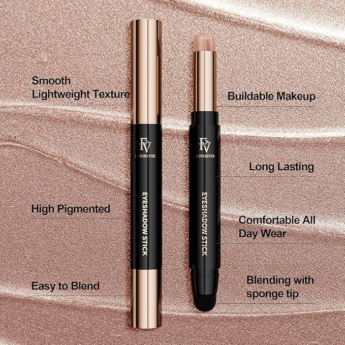 FV Cream Shimmer Eyeshadow Stick,Long Lasting & Waterproof, Multi-Use & High Pigment Eyeshadow Makeup Stick, Champagne Shimmer-Velvo Beauty