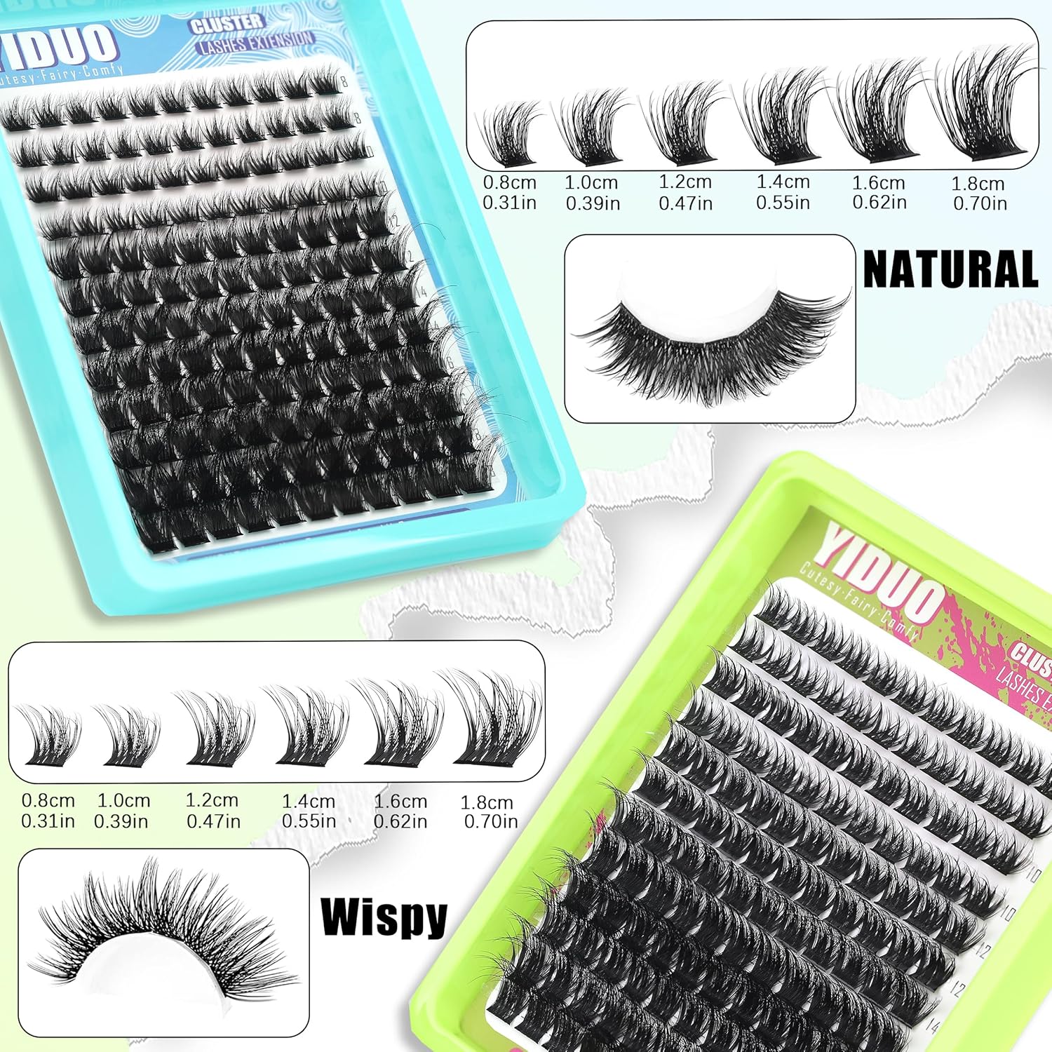 3 Styles Lash Clusters Kit Bulk Packs with 2×Bond&Seal Volume/Manga/ultra/Dramatic Eyelash Extensions 8-18mm lashes Clusters Kit Wispy D Curl Individual Fake Eyelashes Kit DIY at Home Easily-Velvo Beauty