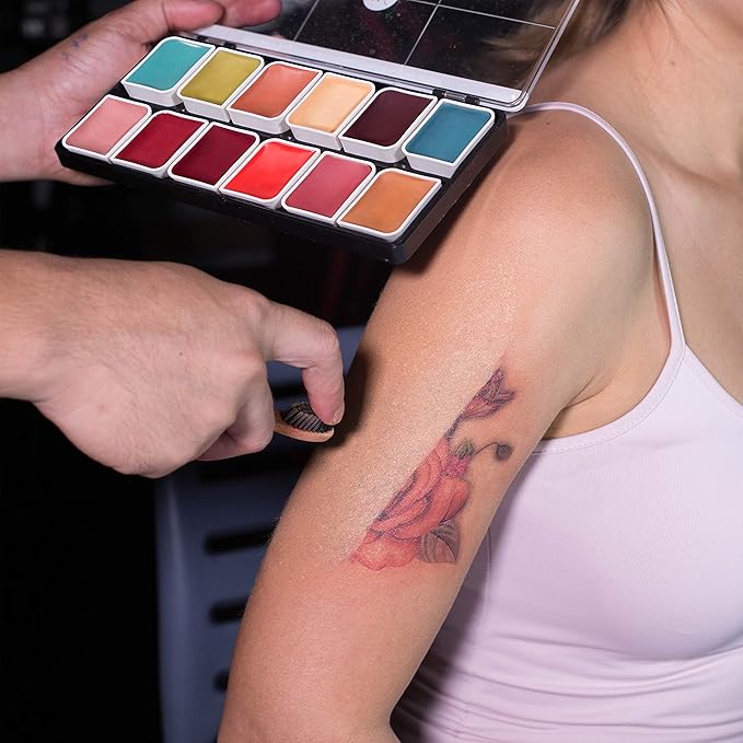 12-Color Complexion Alcohol-Activated Palette, Professional Quick Drying Waterproof SFX Makeup, Tattoo Cover-Velvo Beauty