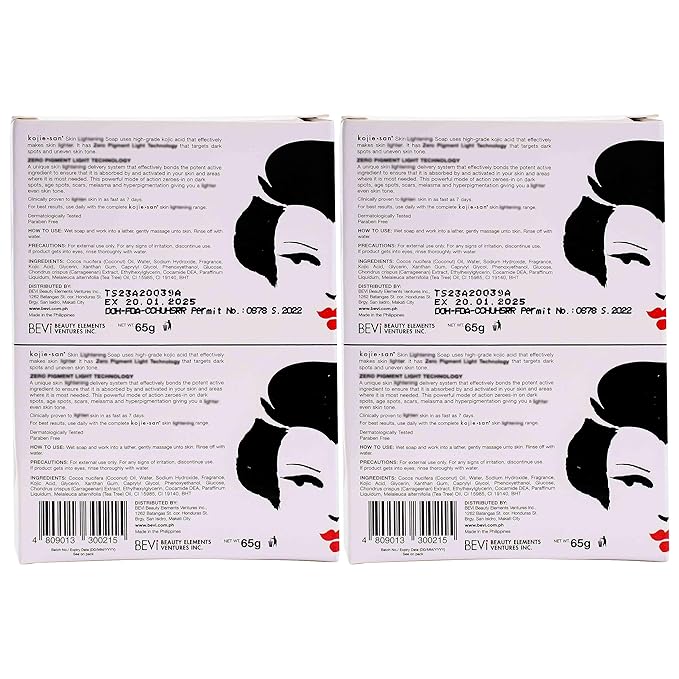 Kojie San Skin Brightening Brush Set - Original Kojic Acid Soap That Helps Reduces Dark Spots & Other Types of Skin Damage – 65g x 6 Bars and Relumins Deep Pore Facial Cleansing Brush-Velvo Beauty
