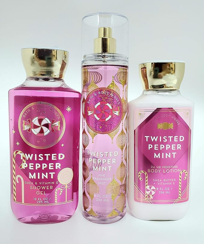 Bath Body Works Twisted Peppermint Mist , Shower Gel and Lotion-Velvo Beauty