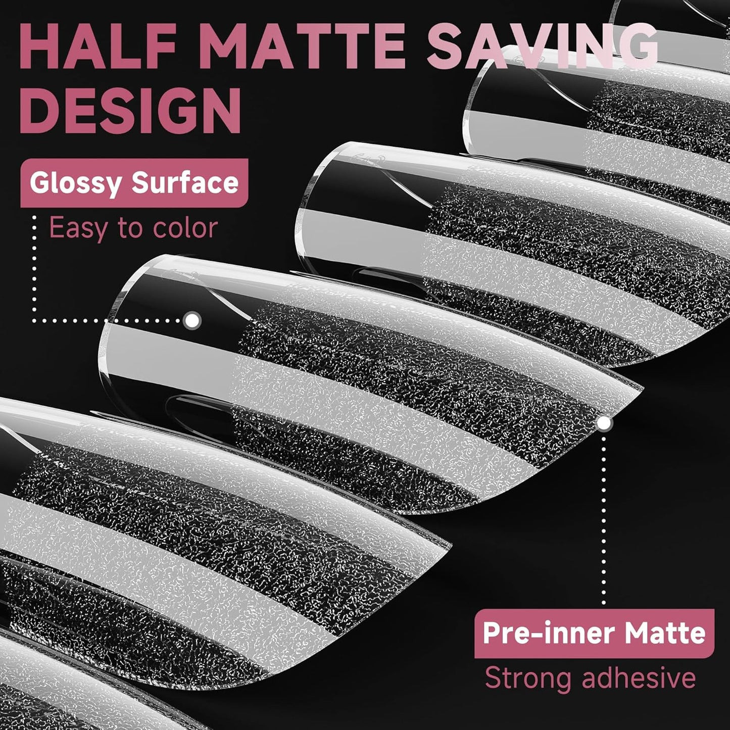 UNA GELLA Medium Square Gel Nail Tips Half Matte 312pcs Medium Square Gel Nails Full Cover False Acrylic Nails Tips for Press On Nails DIY Art Salon Nail Extensions, 12 Sizes-Velvo Beauty