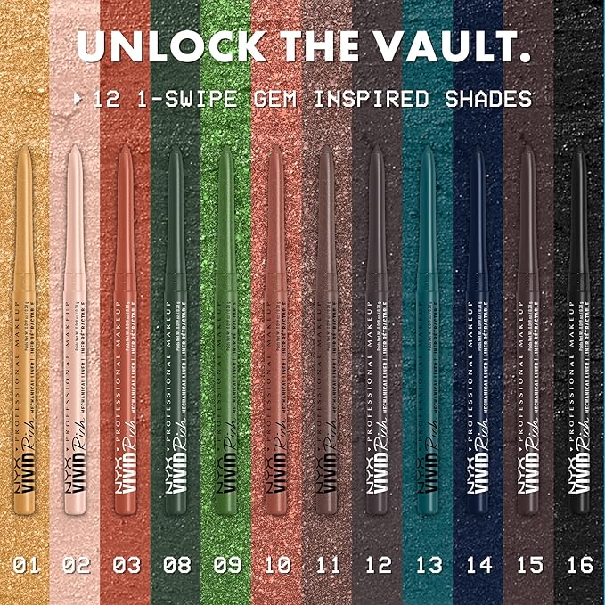 NYX PROFESSIONAL MAKEUP Mechanical Eye Pencil, Vivid Rich Mechanical, Creamy Retractable Eyeliner - Emerald Empire, Emerald Green Eyeliner-Velvo Beauty