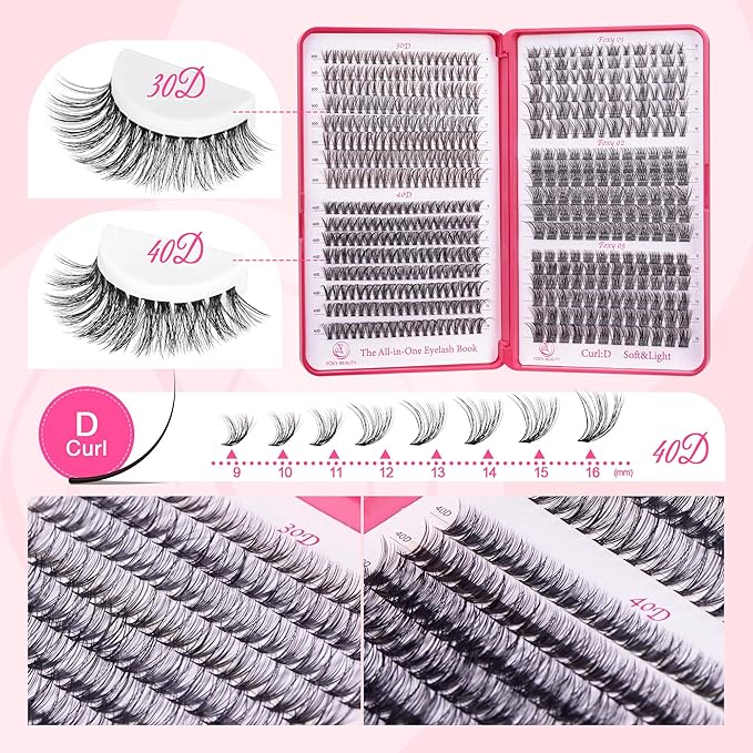 Lash Clusters Wispy - Lash Clusters,30D 40D Lash Clusters For Natural Look WideSpan 8-16MM Eyelash Clusters D Curl Lash Clusters For DIY Lashes At Home-Velvo Beauty