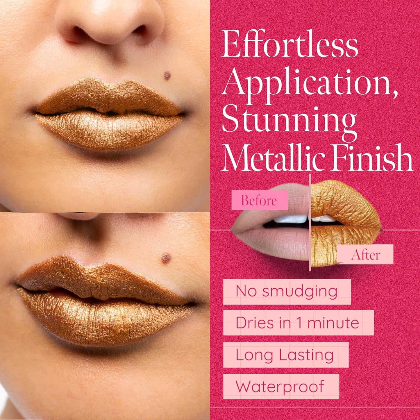 Aromi Gold Digger Metallic Liquid Lipstick, Bronze Yellow Lip Color with Shimmery Finish, Long-lasting Makeup, Handmade (Gold Digger)-Velvo Beauty