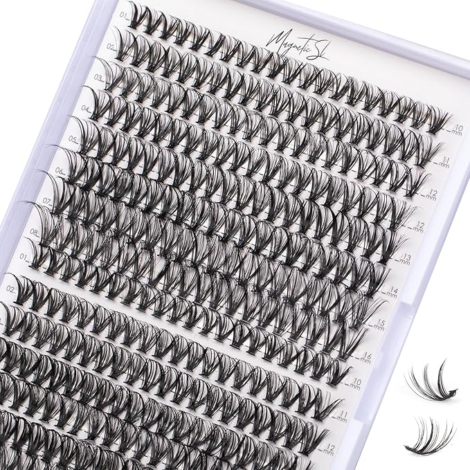 Lash Clusters 320pcs Individual Lashes 30D&40D DIY Lash Extensions D Curl Lash Clusters False Eyelashes Natural Look 10-16mm Mix Cluster Eyelash Extensions EASY TO USE (30D+40D-0.07D)-Velvo Beauty