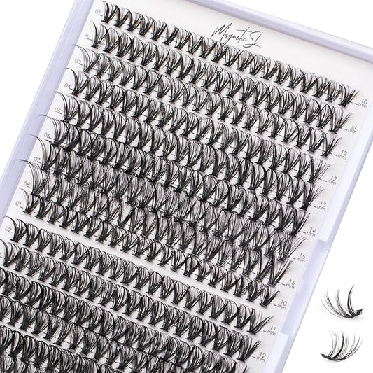 Lash Clusters 320pcs Individual Lashes 30D&40D DIY Lash Extensions D Curl Lash Clusters False Eyelashes Natural Look 10-16mm Mix Cluster Eyelash Extensions EASY TO USE (30D+40D-0.07D)-Velvo Beauty