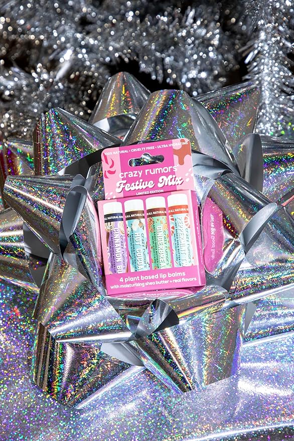 Crazy Rumors Festive Mix - Gingerbread, Hot Cocoa, Cinnamon Bun + Peppermint Twist - 4 Pack Lip Balm-Velvo Beauty
