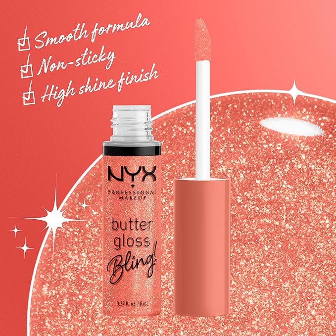 NYX PROFESSIONAL MAKEUP Butter Gloss Bling Lip Gloss, Non Sticky and Shiny Vegan Lip Makeup - Dripped Out-Velvo Beauty