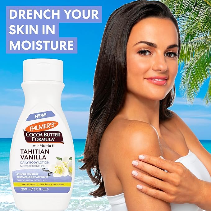 Palmer's Cocoa Butter Formula Tahitian Vanilla Body Lotion, 8.5 Oz, Daily Moisturizing Lotion for Dry Skin with Shea Butter & Vitamin E, Hydrates & Protects, Helps Provide 48-Hour Deep Moisture-Velvo Beauty