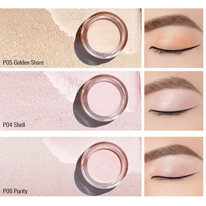 Oulac Cream Eyeshadow also for Highlighter Large Capacity Highly Pigmented Eye Shadow Waterproof &Long Lasting with Moisturizing Formula, Shimmer Glitter Eye Makeup Set 2-Velvo Beauty