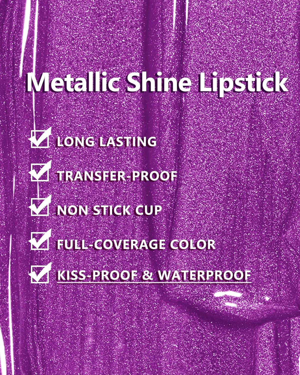 MAKI YIKA Purple Lipstick for Women Metallic Lipsticks Glitter Long Lasting Lipstick No Smudge No Transfer Liquid Lip Gloss (BR18 Amethyst)-Velvo Beauty