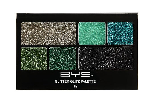BYS Glitter Glitz Gel for Eyes and Face 6 Shade Makeup Palette - Paradise Greens-Velvo Beauty