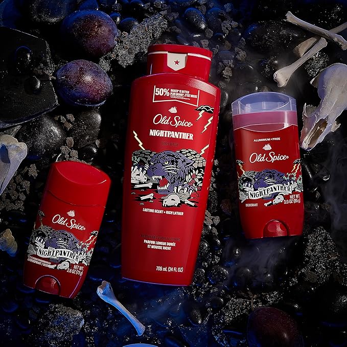 Old Spice Body Wash for Men, NightPanther, 24/7 Shower Freshness, 24 fl oz (Pack of 4)-Velvo Beauty