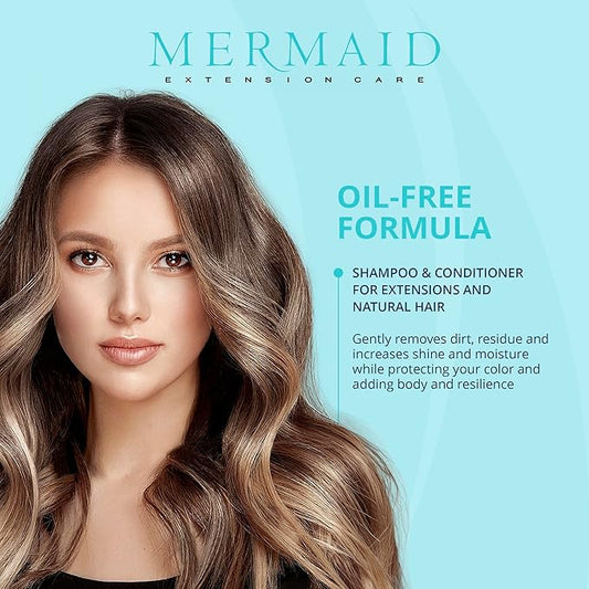Shampoo & Conditioner Duo with Brush, Gentle, Sulfate and Cruelty-Free Daily Formula for Hair Extensions, 32 fl oz-Velvo Beauty