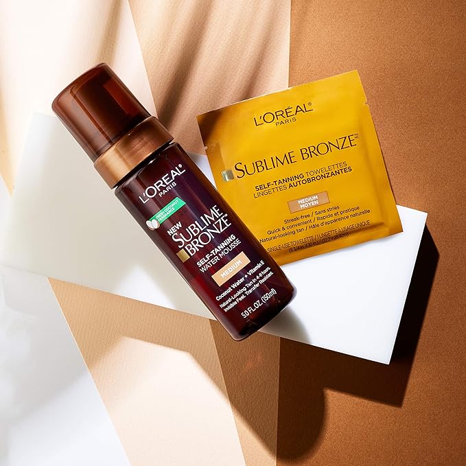 L'Oreal Paris Sublime Bronze Self Tanning Towelettes, Streak-Free, Natural Looking Tan, 6 ct-Velvo Beauty
