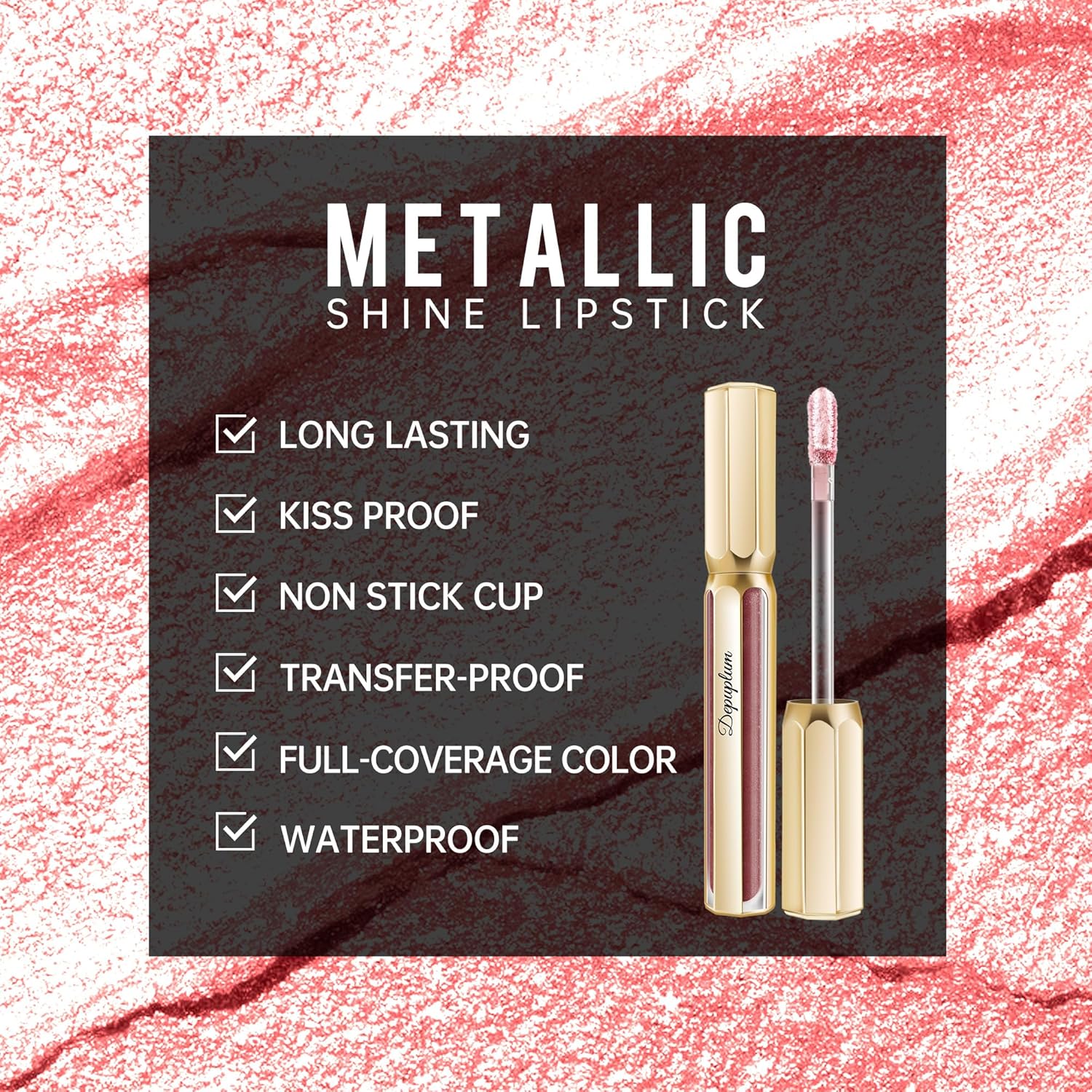 Nude Pink Lipsticks for Women Metallic Lipstick Long Lasting Non Stick Cup Lip Gloss, Shimmer Lightweight Hydrating Full Coverage Lip Color, DP106 Prose-Velvo Beauty