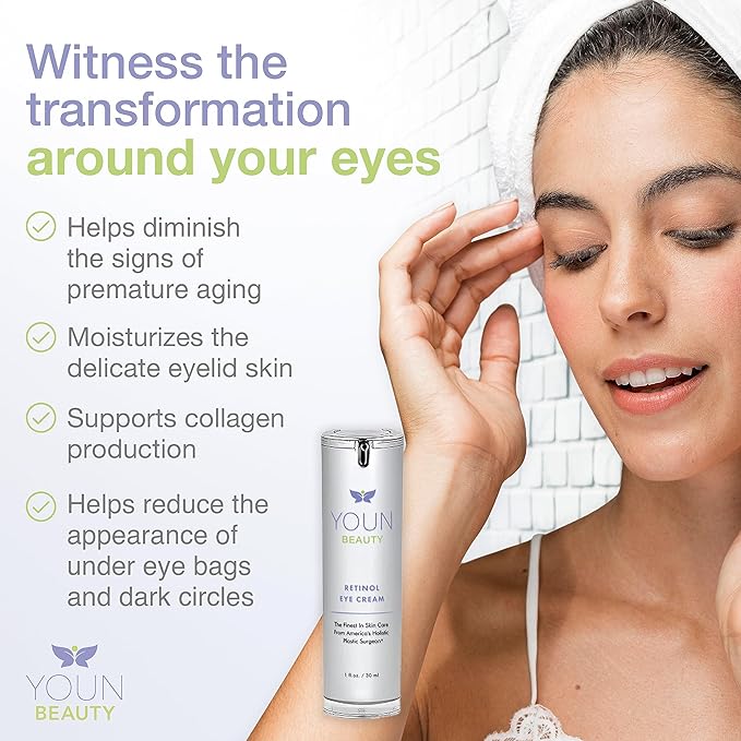 YOUN Beauty Retinol Eye Cream by Holistic Plastic Surgeon Dr. Anthony Youn – Paraben-Free Night Eye Cream with 1% Retinol and Hyaluronic Acid – Under Eye Cream for Hydration and Skin Firming, 1 Fl Oz-Velvo Beauty