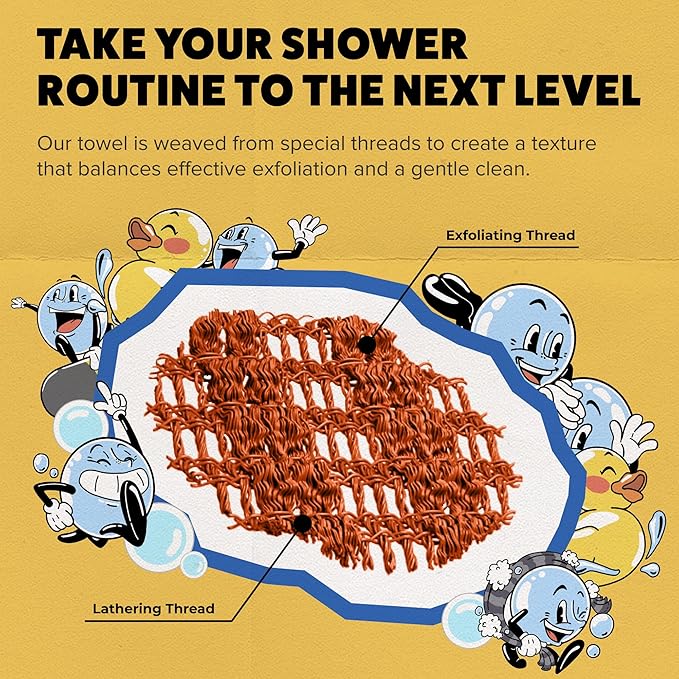 GOSHI Exfoliating Shower Towel - Rip-Resistant Exfoliating Washcloth for All Skin Types - Marigold Yellow - Made in Japan-Velvo Beauty