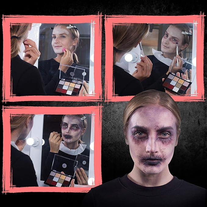 12-Color Death FX Cream Palette, Professional Quick Drying Waterproof SFX Makeup for the Stage, Film, Costumes, Cosplay, Halloween-Velvo Beauty