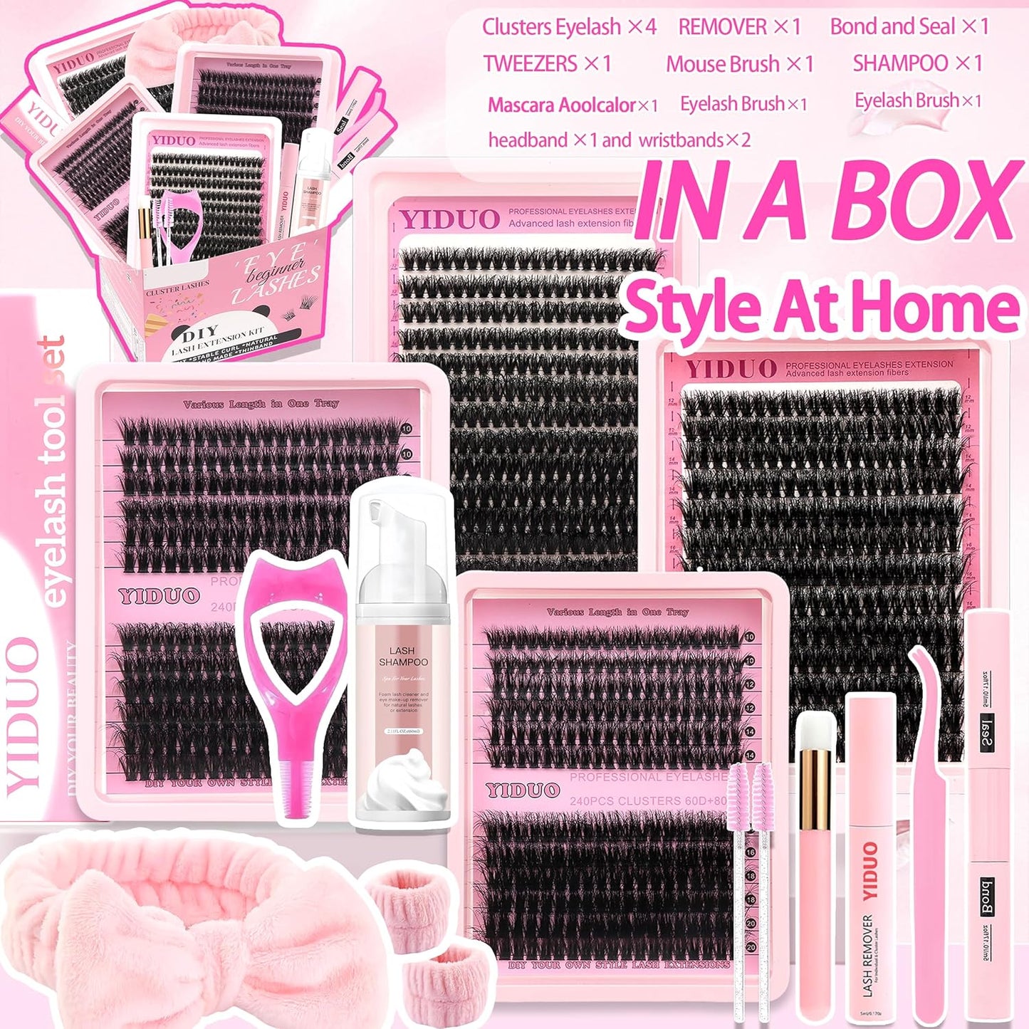 994Pcs Bulk Packs Lashes Clusters Kit Volume False Eyelash Extensions D Curl Wispy Individual Fake Eyelashes, Volume Studio Effect, Wholesale Large Pack with Glue&Seal|Tweezers|Removers|Cleanser-Velvo Beauty