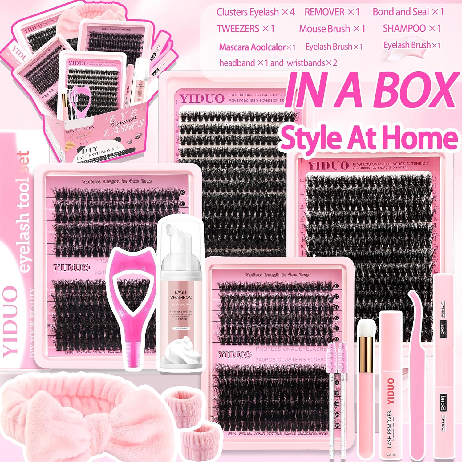 994Pcs Bulk Packs Lashes Clusters Kit Volume False Eyelash Extensions D Curl Wispy Individual Fake Eyelashes, Volume Studio Effect, Wholesale Large Pack with Glue&Seal|Tweezers|Removers|Cleanser-Velvo Beauty