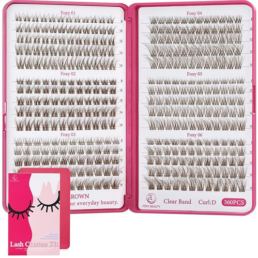 Lash Clusters - Dark Brown Lashes 360PCS Natural Wispy Fluffy Eyelash Clusters 8-16 MM Eyelash Extensions D Curl Faux Mink Lash Extensions DIY at Home-Velvo Beauty