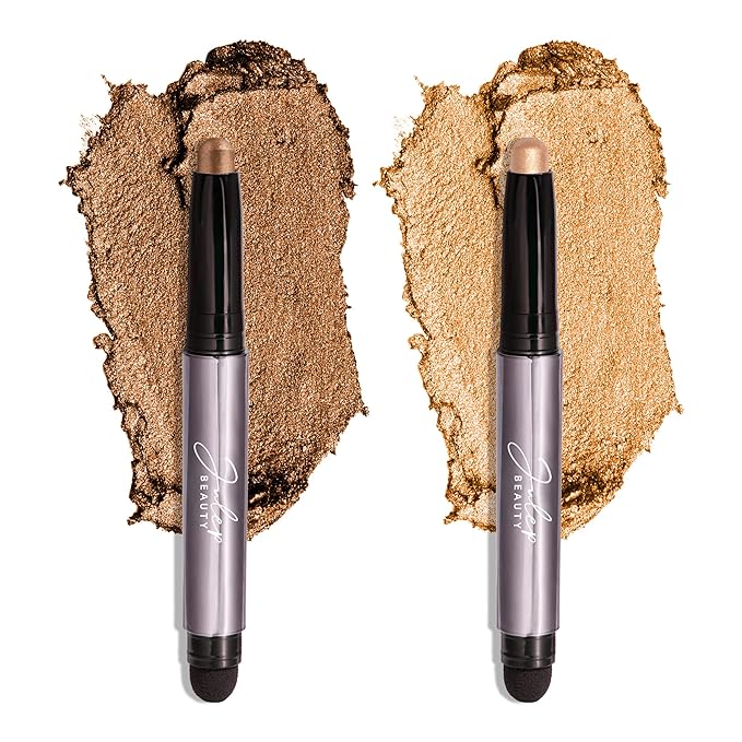 Julep Eyeshadow 101 Crème-to-Powder Waterproof Eyeshadow Stick Duo – Long-Lasting, Crease-Proof, Easy Apply with Built-in Smudger - Bronze Shimmer and Warm Gold Shimmer-Velvo Beauty