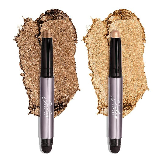 Julep Eyeshadow 101 Crème-to-Powder Waterproof Eyeshadow Stick Duo – Long-Lasting, Crease-Proof, Easy Apply with Built-in Smudger - Bronze Shimmer and Warm Gold Shimmer-Velvo Beauty