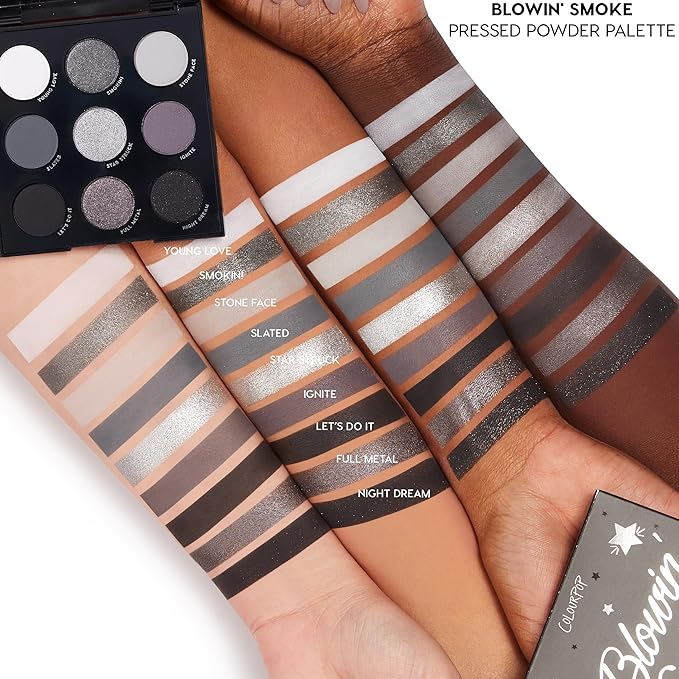 ColourPop Blowin' Smoke Eyeshadow Palette - Silver Eyeshadow and Smokey Eye Eyeshadow Palette with Metallic and Matte Finishes - High-Pigment Eye Makeup with a Long-Wearing Formula (0.3 oz)-Velvo Beauty