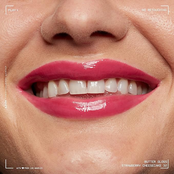 NYX PROFESSIONAL MAKEUP Butter Gloss, Non-Sticky Lip Gloss - Strawberry Cheesecake (Warm Pink)-Velvo Beauty