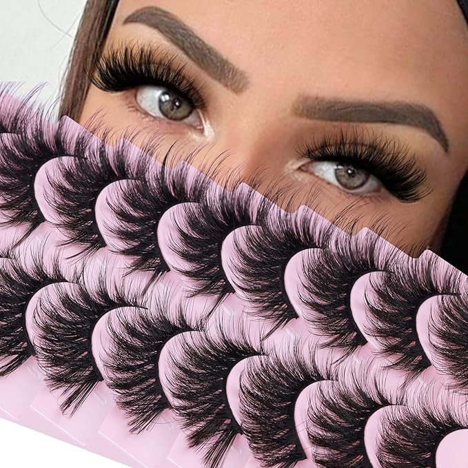 FANXITON False Eyelashes Fluffy Mink Lashes 20 mm Cat Eye Lashes Long 5D Wispy Dramatic 10 Pairs Pack-Velvo Beauty