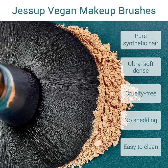 Jessup Makeup Brushes 15 Pcs Makeup Brush Set Beauty Cosmetics Make Up Powder Concealer Eyeshadow Eyeliner Blending Lip Brush Tools (Black/Silver) T092-Velvo Beauty