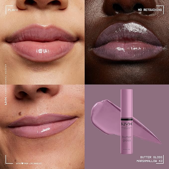 NYX PROFESSIONAL MAKEUP Butter Gloss, Non-Sticky Lip Gloss - Marshmallow (Muted Lilac)-Velvo Beauty
