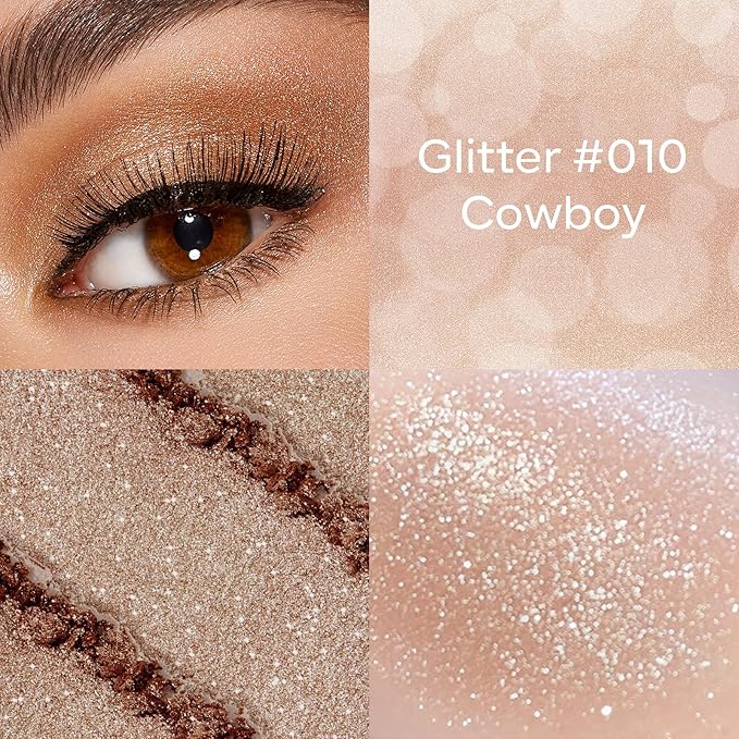 KYDA Single Glitter Eyeshadow, Champagne Pearl Glow Eyeshadow, Ultra-fine Lightweight Powder, Blendable Formula, Daily Glossy Eyes Makeup, Cowboy-Velvo Beauty