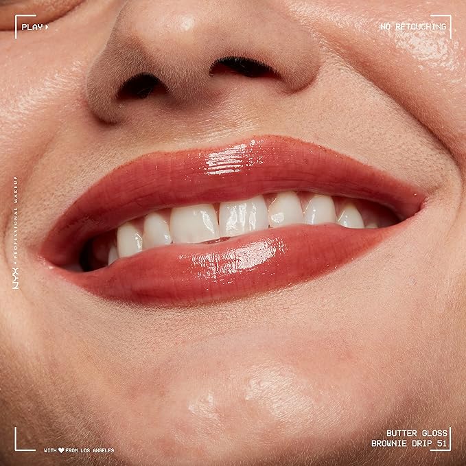 NYX PROFESSIONAL MAKEUP Butter Gloss Brown Sugar, Non-Sticky Lip Gloss - Brownie Drip (Deep Brown)-Velvo Beauty